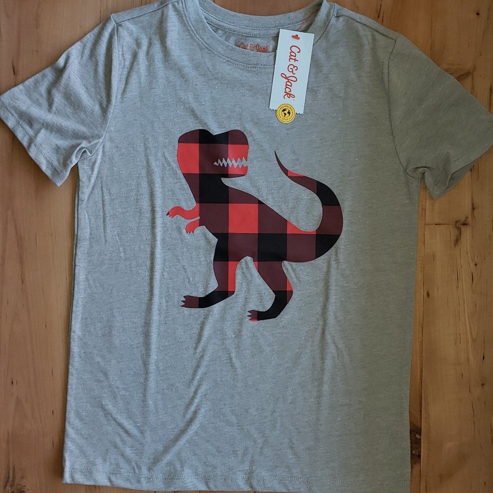 Gray T-shirt T-Rex Flannel Red/Black M (8/10) L(12/14)